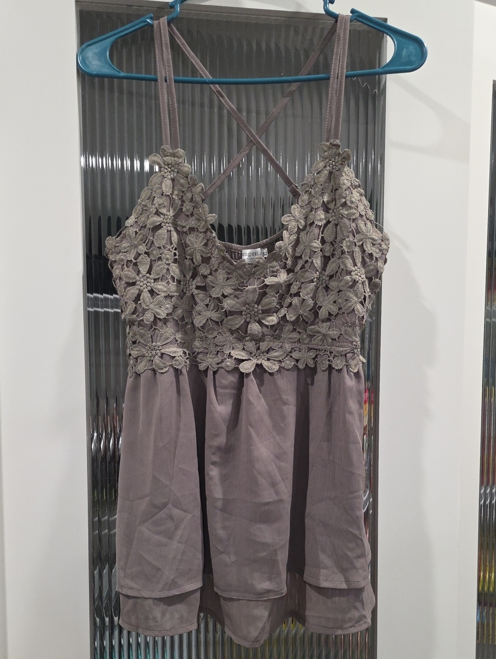 Delicate Lace Spaghetti Strap Top Olive